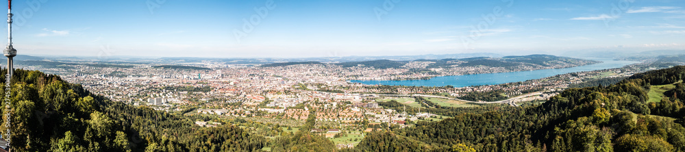 Fototapeta premium Panorama der Stadt Zürich mit Zürichsee, Schweiz, Europa