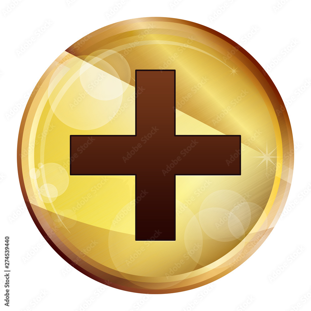 Obraz premium Plus icon Abstract Brown Round Button