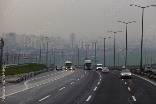 hiway in turkey over the black sea with ld town background