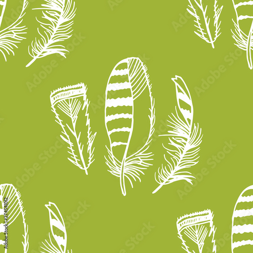 Canvas Print Mockingjay feather seamless pattern hand drawn sketch