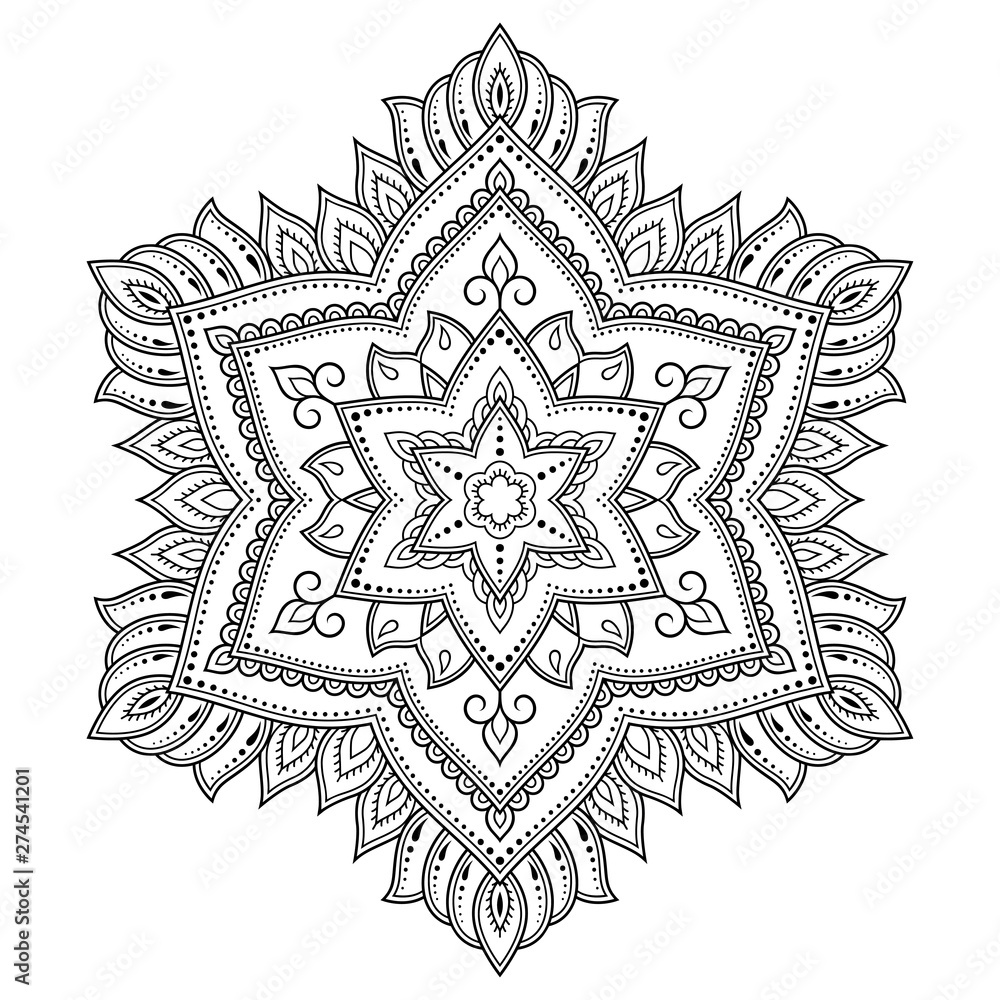 Circular pattern in form of mandala with flower for Henna, Mehndi, tattoo, decoration. Decorative ornament in ethnic oriental style. Outline doodle hand draw vector illustration. Circular pattern in form of mandala with flower for Henna, Mehndi, tattoo, decoration. Decorative ornament in ethnic oriental style. Outline doodle hand draw vector illustration.