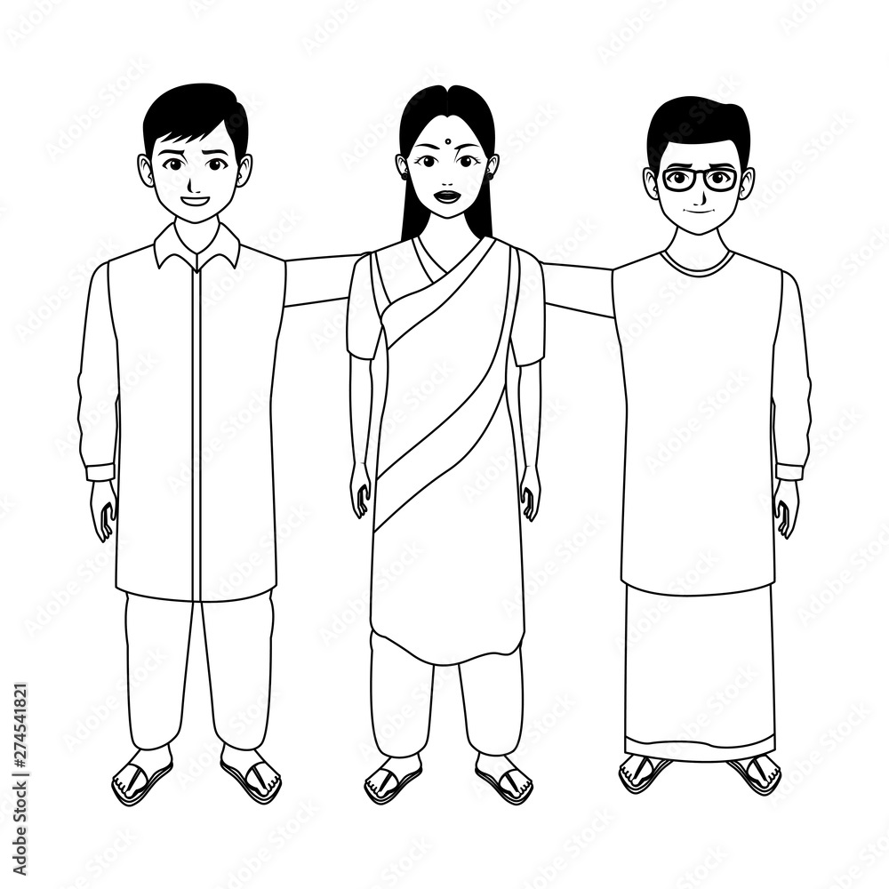 indian children avatar cartoon character in black and white indian children avatar cartoon character in black and white