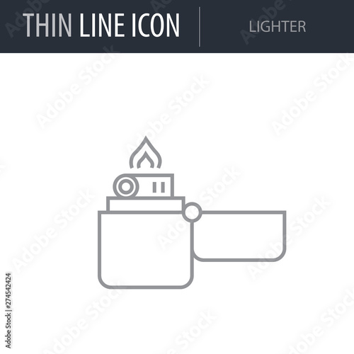 Symbol of Lighter. Thin line Icon of Outdoor Recreation. Stroke Pictogram Graphic for Web Design. Quality Outline Vector Symbol Concept. Premium Mono Linear Beautiful Plain Laconic Logo