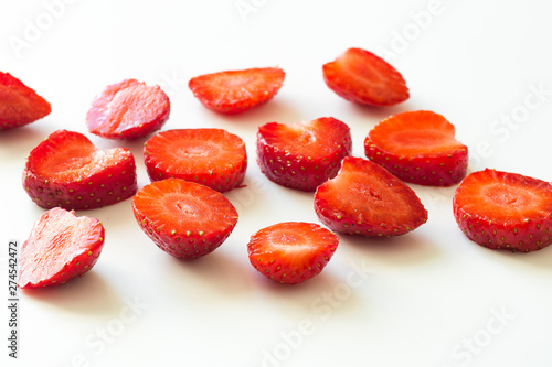 Pattern of sliced strawberries. Decorative element. Original poster. background and texture