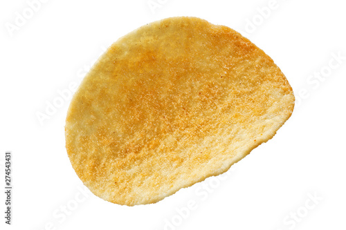 Potato chips isolated on a white background.