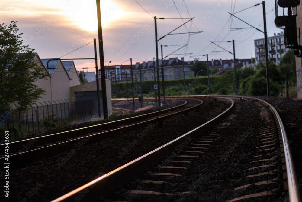 Fototapeta premium train at sunset