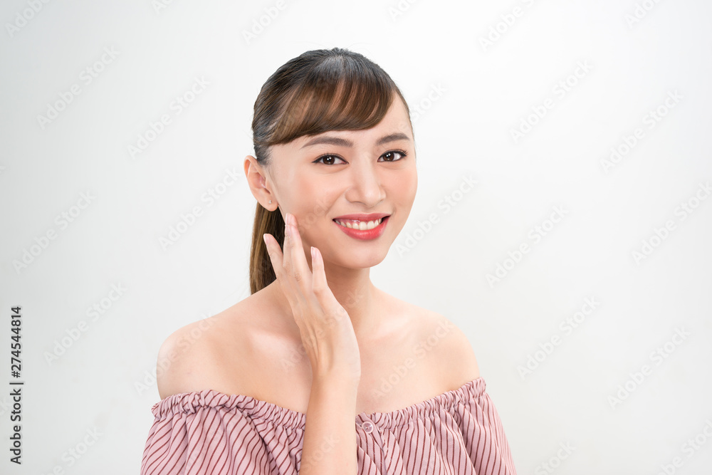 beauty skincare women with health tooth on the white background beauty skincare women with health tooth on the white background