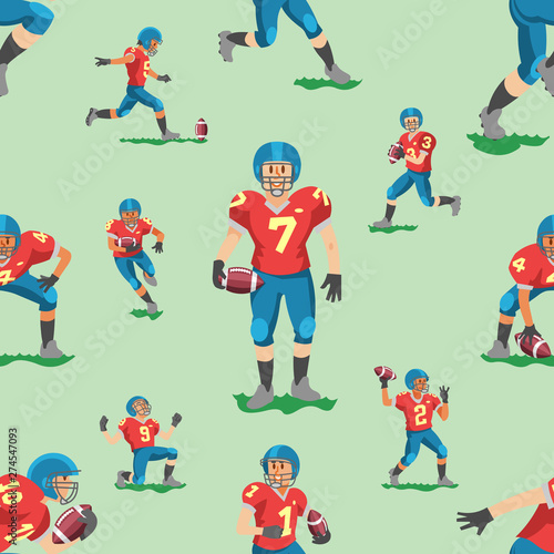 Soccer vector footballer teamleader captain or soccerplayer character in sportswear playing with soccerball on football pitch illustration set of sportsman in footballing clothes background