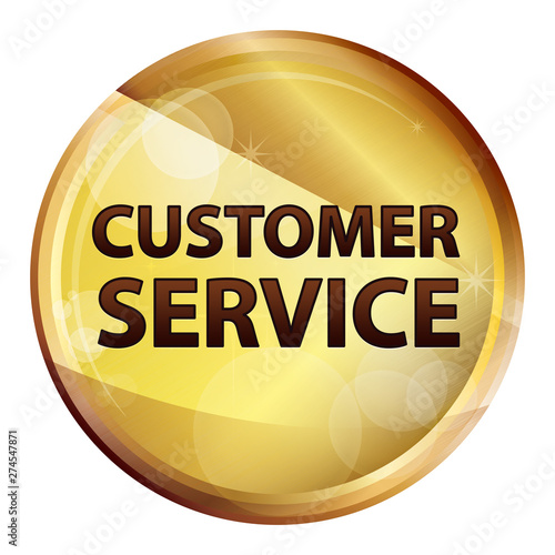 Customer Service Abstract Brown Round Button © Bluejayy