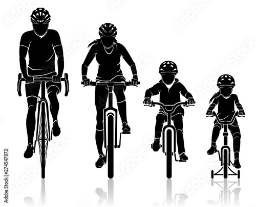 Family Biking Front View