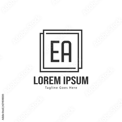 Initial EA logo template with modern frame. Minimalist EA letter logo vector illustration