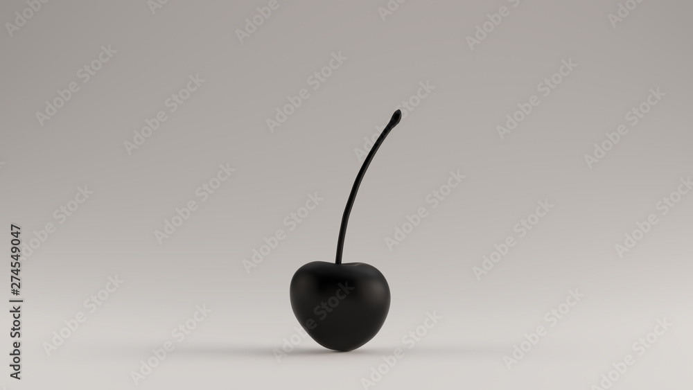 Fototapeta Black Cherry with Stalk 3d illustration 3d render