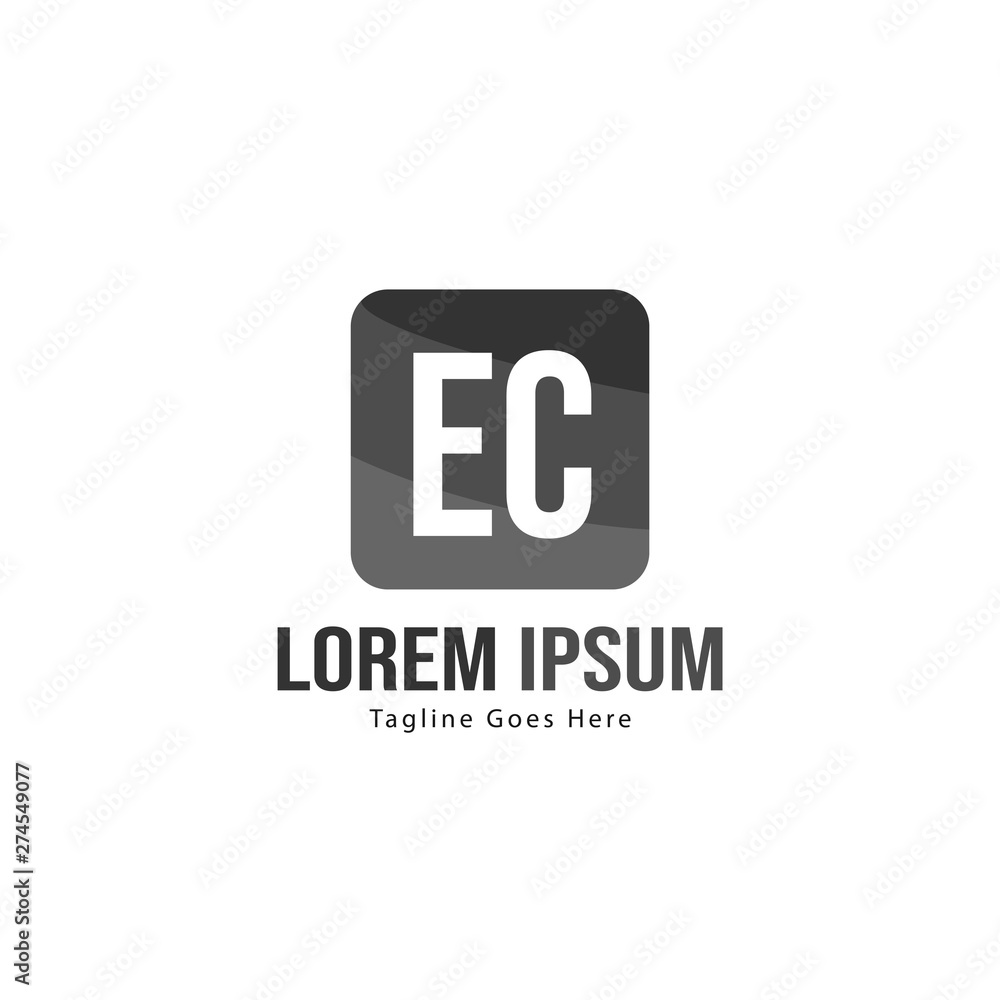 Initial EC logo template with modern frame. Minimalist EC letter logo vector illustration