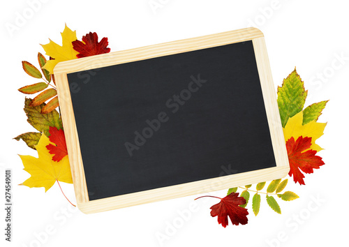 Black chalkboard with autum...