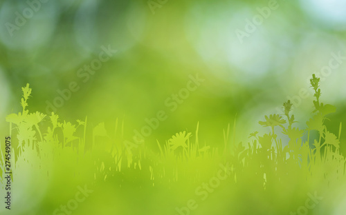 Green silhouette of grass a...