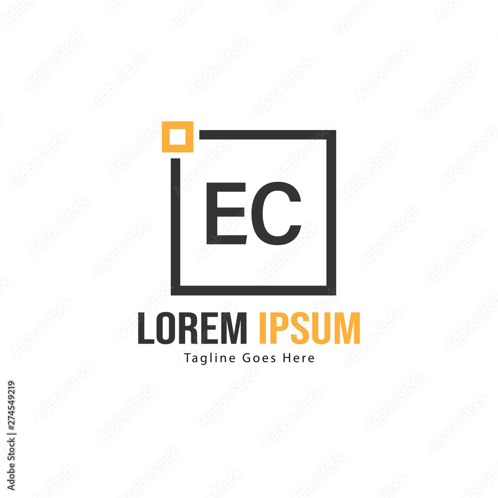 Fototapeta premium Initial EC logo template with modern frame. Minimalist EC letter logo vector illustration