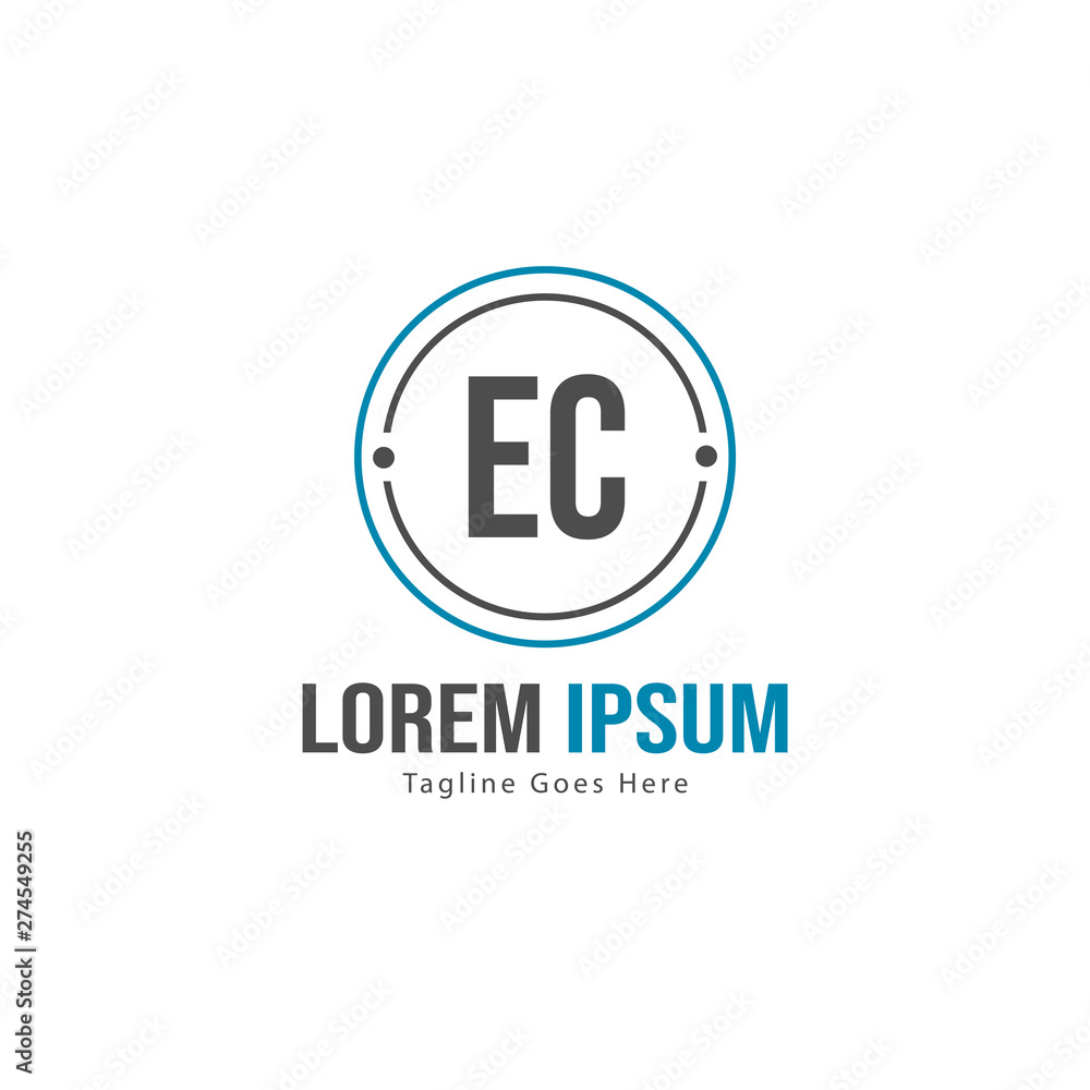 Initial EC logo template with modern frame. Minimalist EC letter logo vector illustration Initial EC logo template with modern frame. Minimalist EC letter logo vector illustration