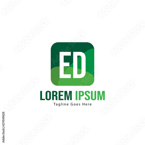 Initial ED logo template with modern frame. Minimalist ED letter logo vector illustration
