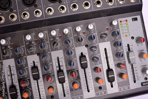 Close-up of new modern digital sound mixer