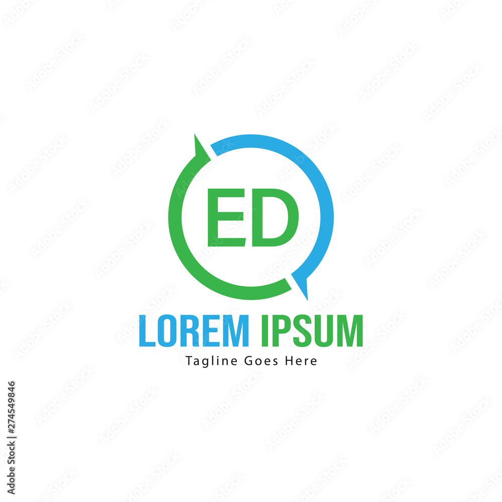 Initial ED logo template with modern frame. Minimalist ED letter logo vector illustration Initial ED logo template with modern frame. Minimalist ED letter logo vector illustration