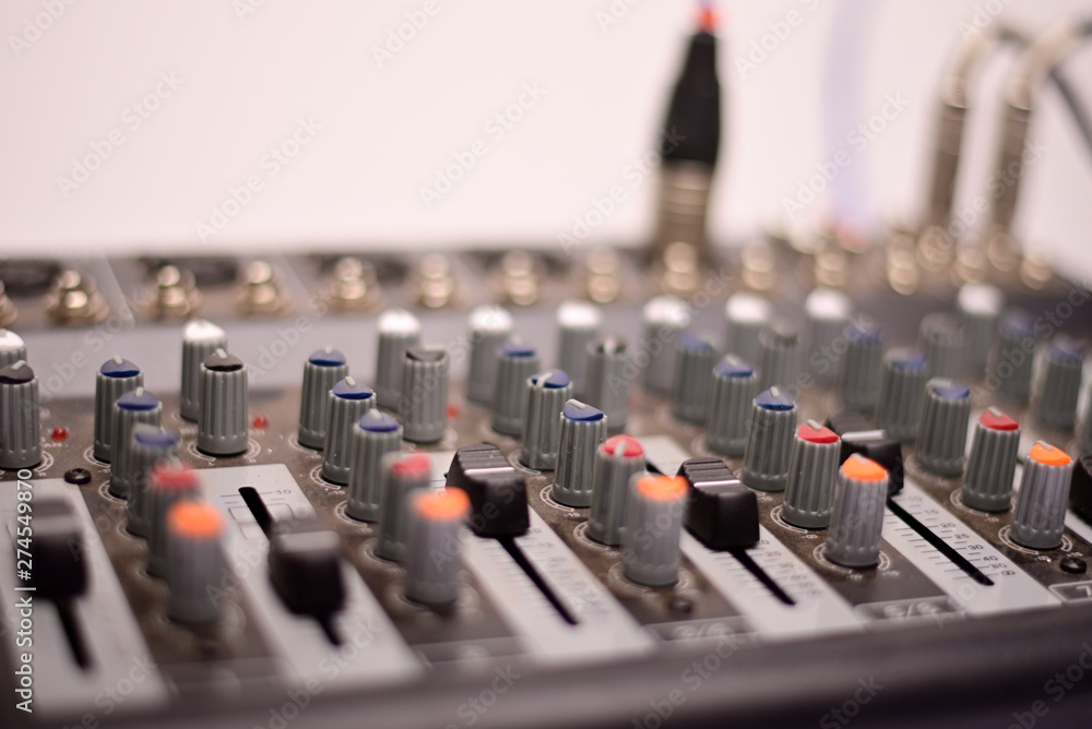 Fototapeta premium Close-up of new modern digital sound mixer