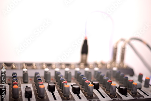 Bild auf Leinwand Close-up of new modern digital sound mixer