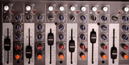 Close-up of new modern digital sound mixer