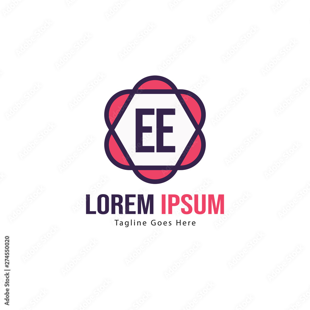 Fototapeta premium Initial EE logo template with modern frame. Minimalist EE letter logo vector illustration