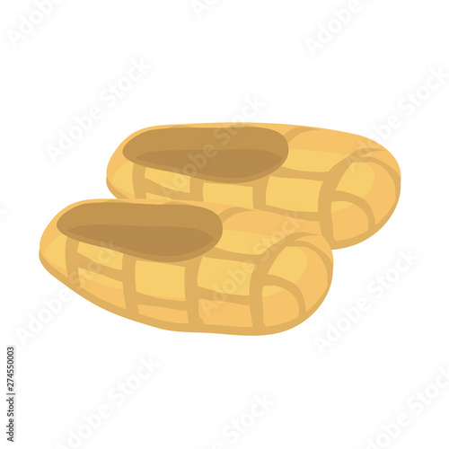 Bast shoes on white background. Cartoon. Vector illustration.