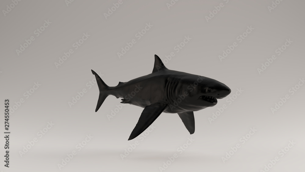 Fototapeta premium Black Great White Shark 3 Quarter Right View 3d illustration 3d render