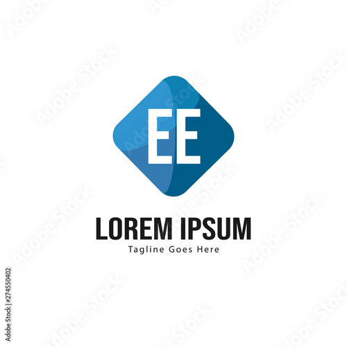 Initial EE logo template with modern frame. Minimalist EE letter logo vector illustration