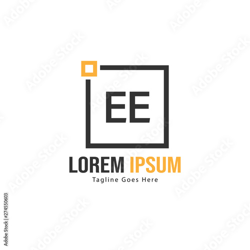 Initial EE logo template with modern frame. Minimalist EE letter logo vector illustration