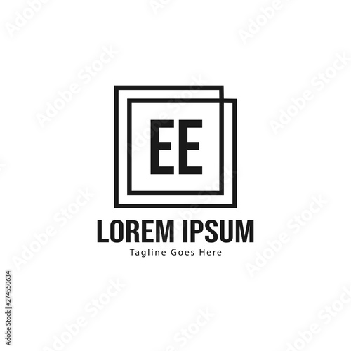 Initial EE logo template with modern frame. Minimalist EE letter logo vector illustration
