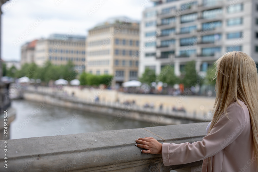 Woman  in rush on a hall of city