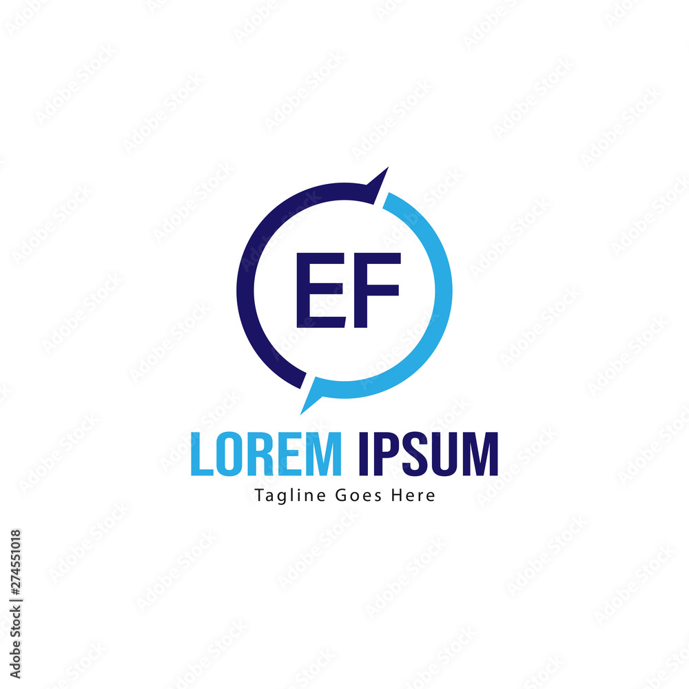 Obraz premium Initial EF logo template with modern frame. Minimalist EF letter logo vector illustration
