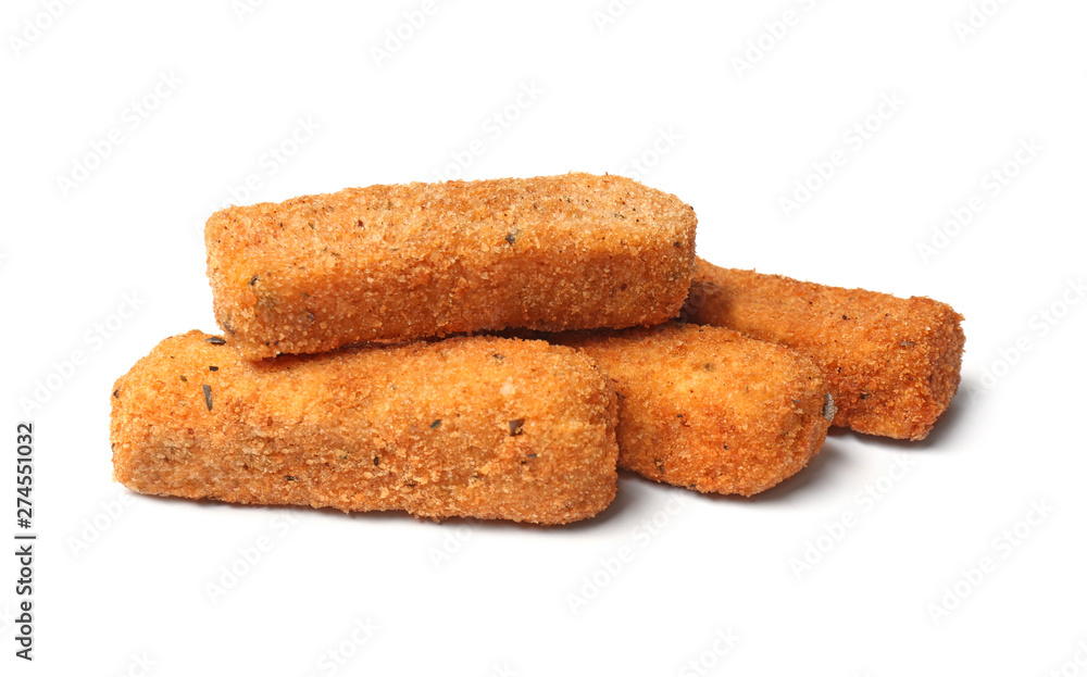 Pile of tasty cheese sticks isolated on white Pile of tasty cheese sticks isolated on white