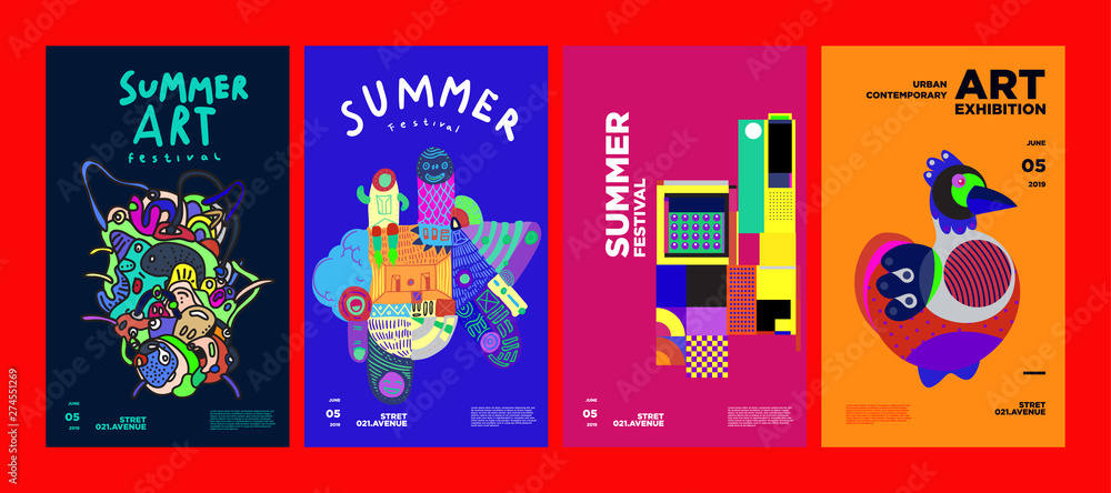 Summer Festival Art and Culture Colorful Illustration Poster. Illustration for Summer, event, website, landing page, promotion, flyer, digital and print.