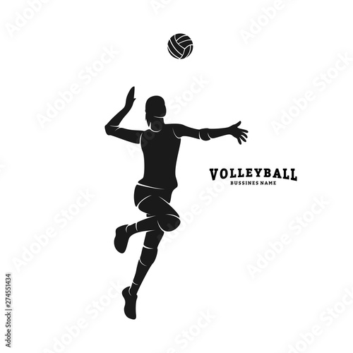 Volleyball Player Vector. Silhouette of Volleyball Player. Vector illustration
