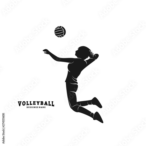 Volleyball Player Vector. Silhouette of Volleyball Player. Vector illustration