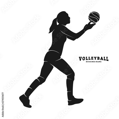 Volleyball Player Vector. Silhouette of Volleyball Player. Vector illustration