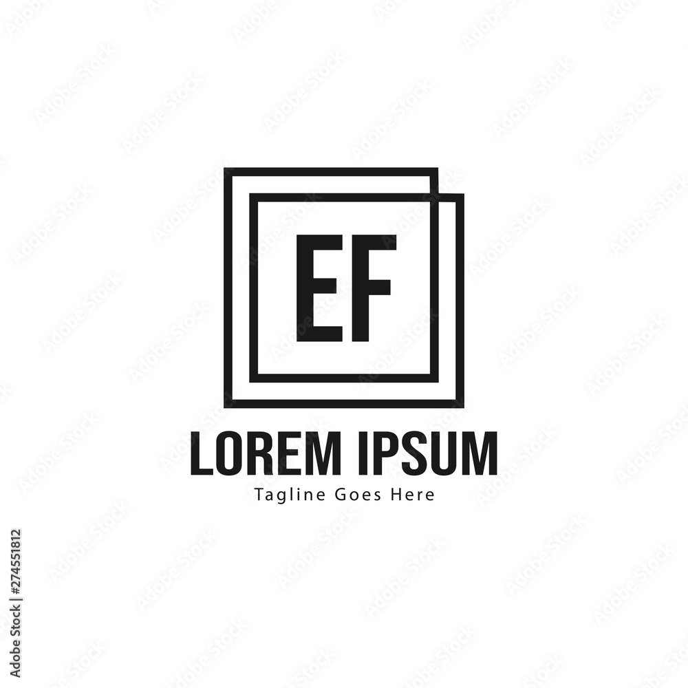 Initial EF logo template with modern frame. Minimalist EF letter logo vector illustration