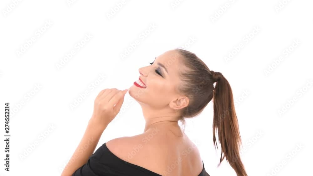 Holiday concept. Women are dancing joyfully on a white background. Holiday concept. Women are dancing joyfully on a white background.