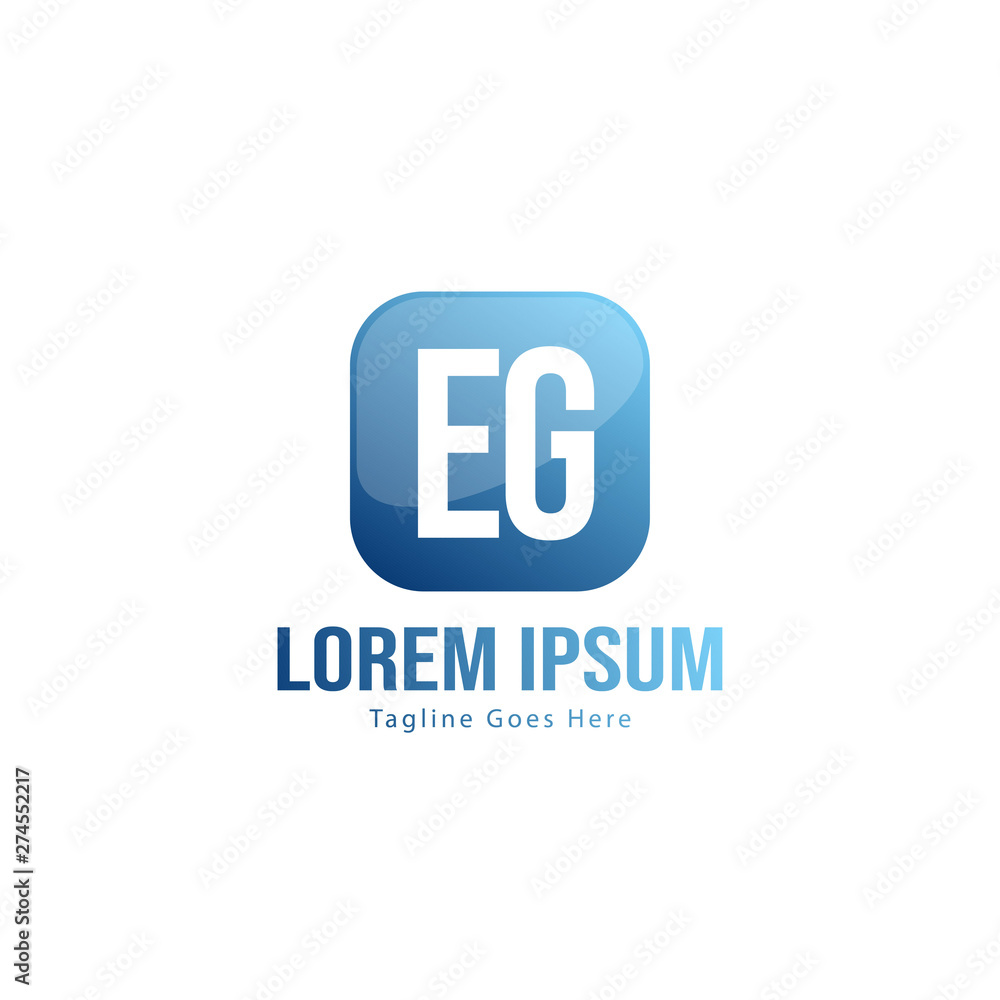 Initial EG logo template with modern frame. Minimalist EG letter logo vector illustration