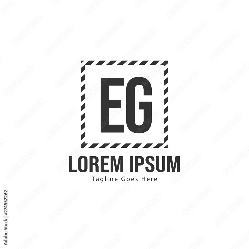 Fototapeta premium Initial EG logo template with modern frame. Minimalist EG letter logo vector illustration