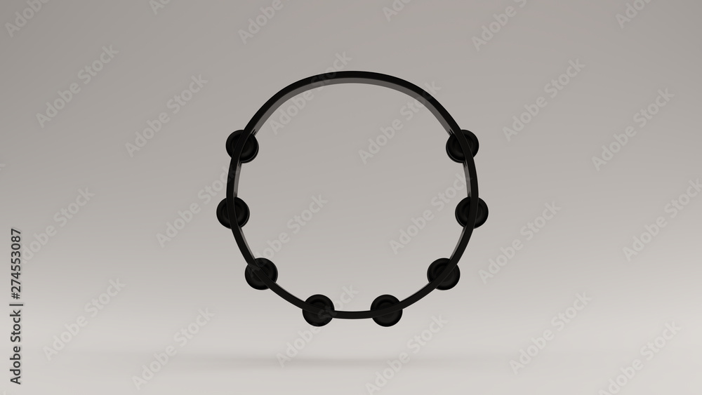 Black Tambourine Front View 3d illustration 3d render Black Tambourine Front View 3d illustration 3d render