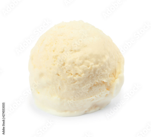 Delicious vanilla ice cream on white background
