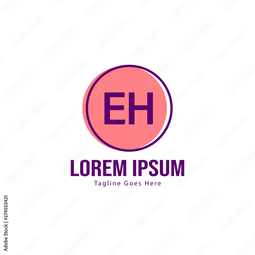 Fototapeta premium Initial EH logo template with modern frame. Minimalist EH letter logo vector illustration