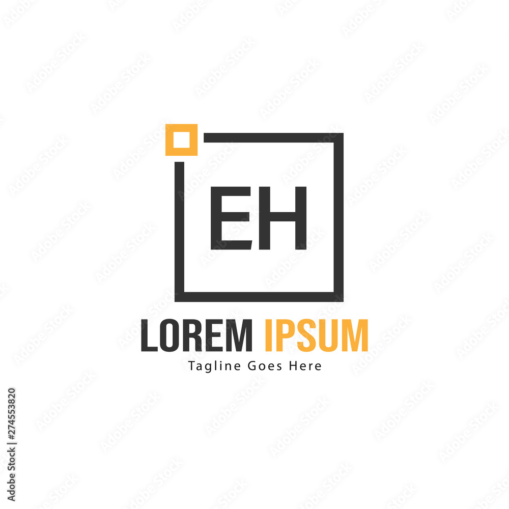 Fototapeta premium Initial EH logo template with modern frame. Minimalist EH letter logo vector illustration