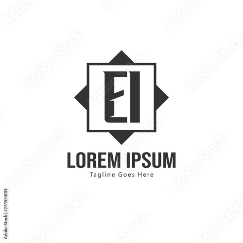Initial EI logo template with modern frame. Minimalist EI letter logo vector illustration