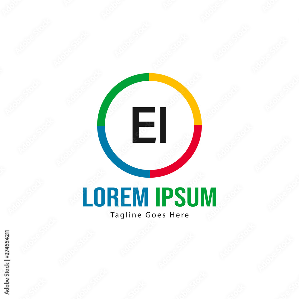 Initial EI logo template with modern frame. Minimalist EI letter logo vector illustration Initial EI logo template with modern frame. Minimalist EI letter logo vector illustration